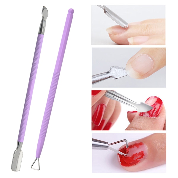 2 stk Metall Neglebåndskyver og Kutter Remover Aceton Gel Neglelakk Skreller Skrape Holdbar Manikyr Pedikyr Rengjøringsverktøy