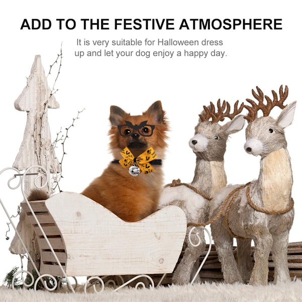2-pack Halloween kattkrage med rörlig fluga, säkerhetsbortbrytningskrage med klockor (justerbar storlek från 22-36 cm)