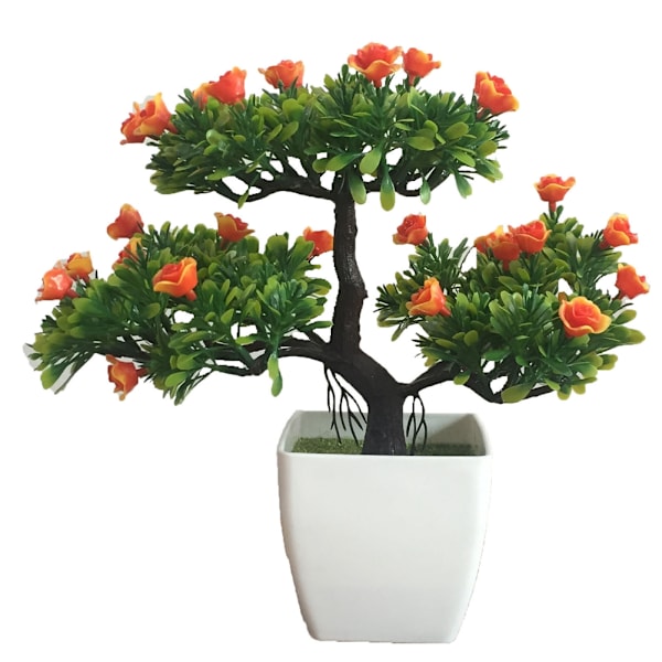 Kunstig potteplante dekorasjon simulering bonsai tre for hjemmekontor (oransje)