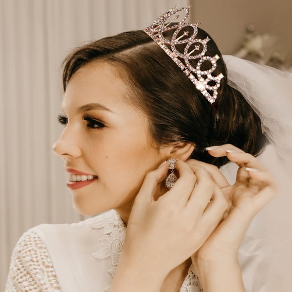 Krystal Rhinestone Brudesløring & Fødselsdagsdronning Sash, Bryllupskrone til Kvinder Blomsterpiger Fødselsdag Hovedbånd