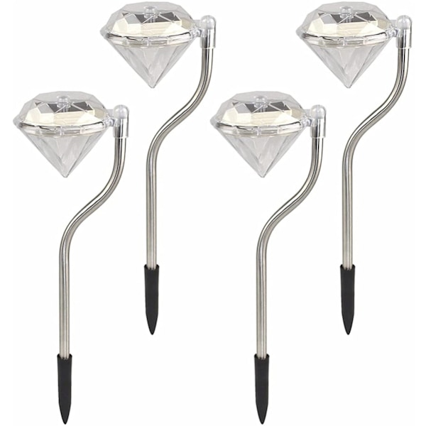 Solarlampa för utomhusträdgård, 4 x solcellsdiamant trädgårdslampor Utomhussollampor vattentät för balkong, balkonglåda, blomlådor och terrass