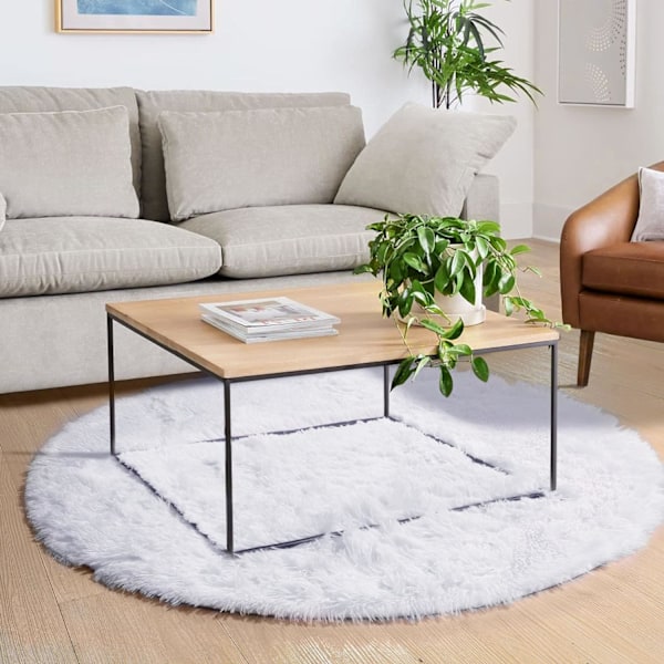 Rund fluffig matta för sovrum, fluffig cirkelmatta 4'X4' för barnrum, luddig matta för tonårsflickors rum, shag-matta för barnrum, luddig plysch