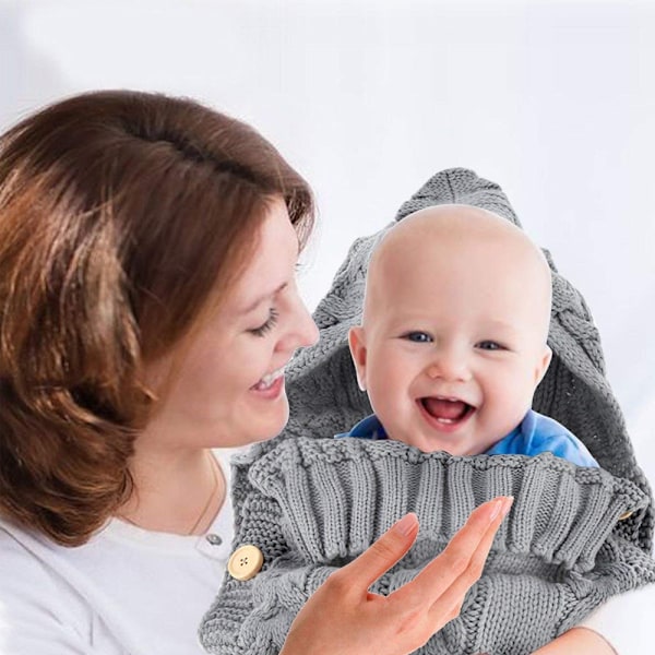 Nyfödd Baby Wrap Swaddlefilt Stickad Sov-Säck