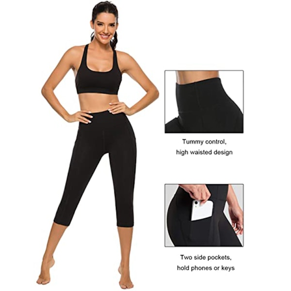 1 stk Høytaljede Yoga Bukser Damer Trening Capri Leggings