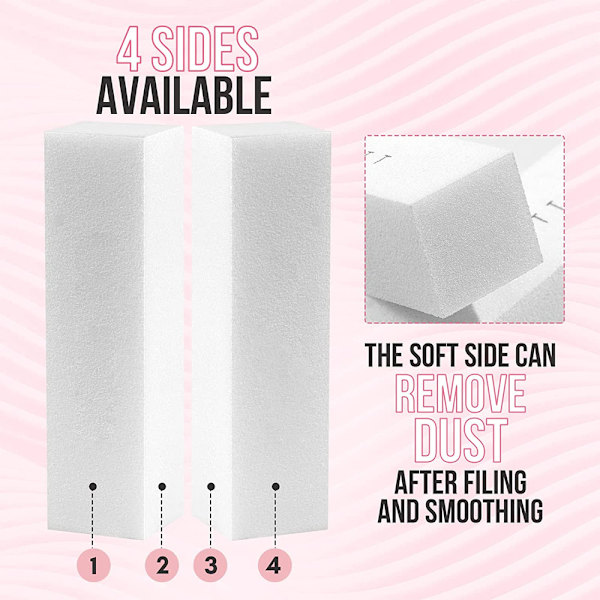 4-pack Nagelfilblock för Manikyr, Naturlig Polering, Hållbar Nagelfil för Pedikyr