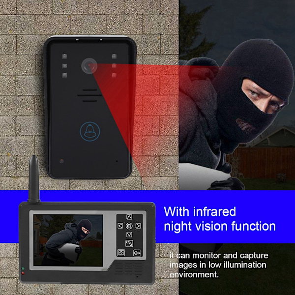 3,5 tum TFT All digital Trådlös Dörröga Videodörrtelefon US (1 Dörrklocka 2 Tittare)