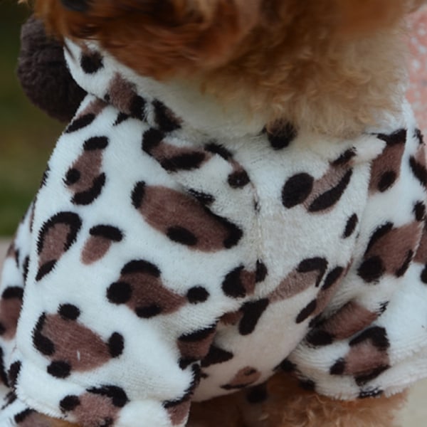 Klædning til kæledyr Koralfløjl hund leopard print firbenede tøj Hund varm bomuldspolstret tøj