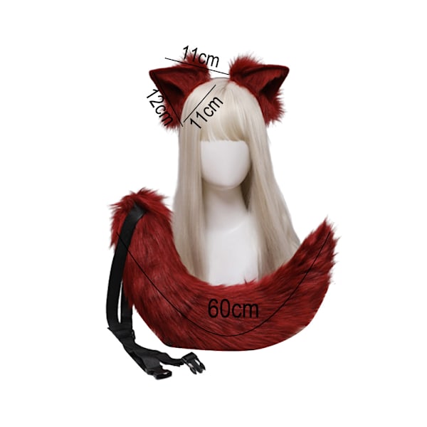 Kattöron Varg Räv Öron Svans Set Djur Söta Huvud Tillbehör för Halloween