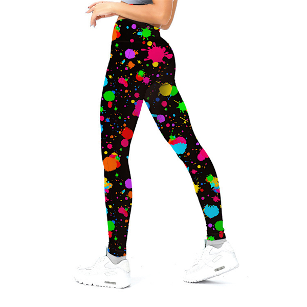 Dam Leggings 80-talets konstnärliga stänktryck Mjukt och elastiskt byxor Tillbehör för kvinnor Sommar Leggings