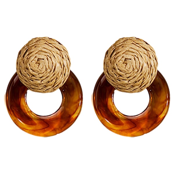 Raffia-vevde øredobber, harpiks øredobber Rattan øredobber Straw Wrap øredobber Sommer Drop Dangling øredobber for kvinner tenåringsjenter