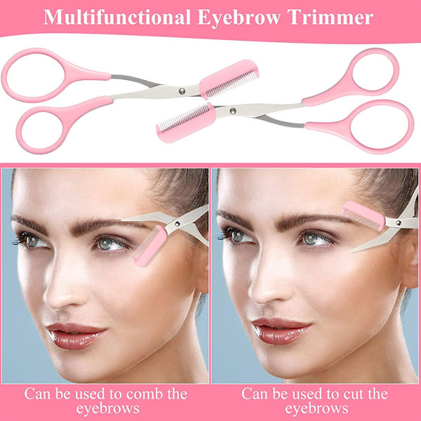 3 st Eyebrow Trimmer Saxar med Kam, Eyebrow Shaping Cut Comb Halksäker Skönhetstillbehör