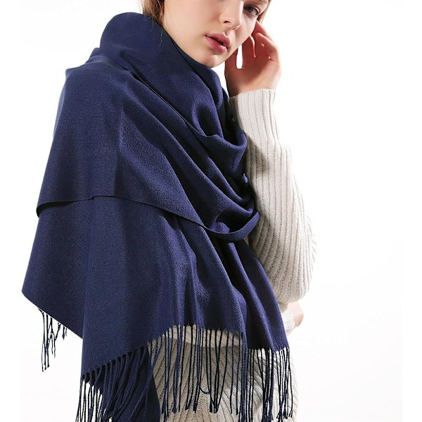 Kvinners Tykk Myk Kashmir Ull Pashmina Sjal Wrap Sjal - Varmt Ensfarget Stole