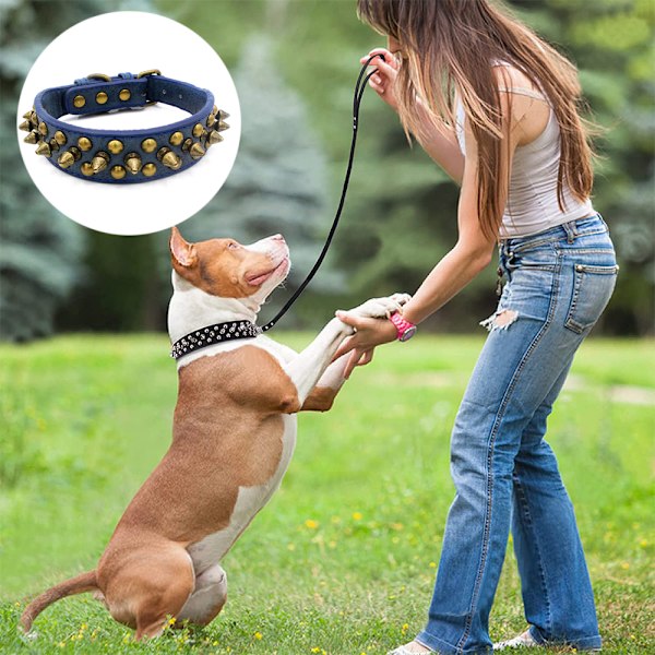 Koiran kaulapanta, naulanauhainen, purenta-suojattu, PU-nahkaa, pienille, keskikokoisille ja suurille koirille, Pit Bull, Mastiff, Bully, Boxer...