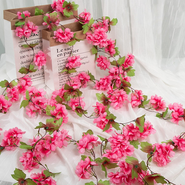 8 st konstgjorda körsbärsblommor, hängande växter sidenkrans falska körsbärsblommor för hemträdgård vägg staket inomhus utomhus bröllop födelsedag