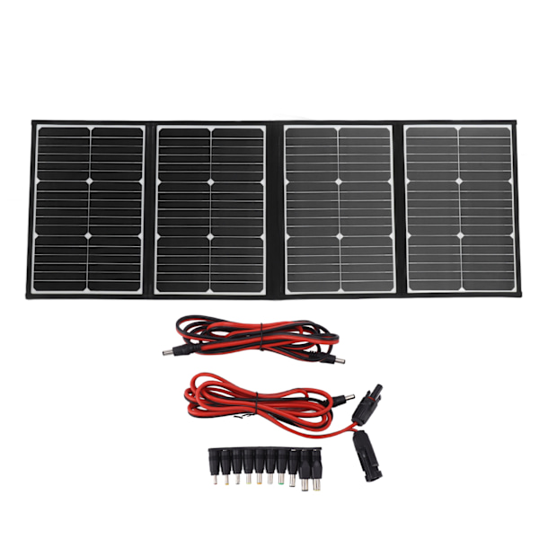 Foldbar Solpanel 4 Fold Vandtæt Bærbar Solpanel Batterilader til Camping Klatring Cykling 80W 18V