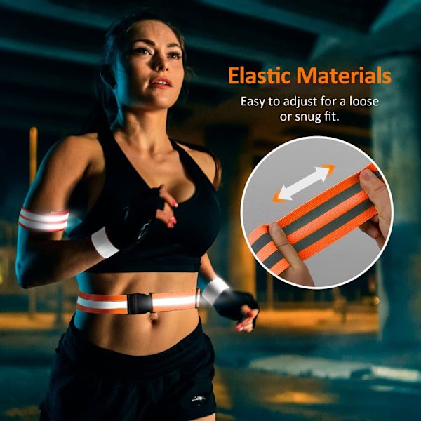 2 st Justerbara elastiska reflexband för utomhuscykling