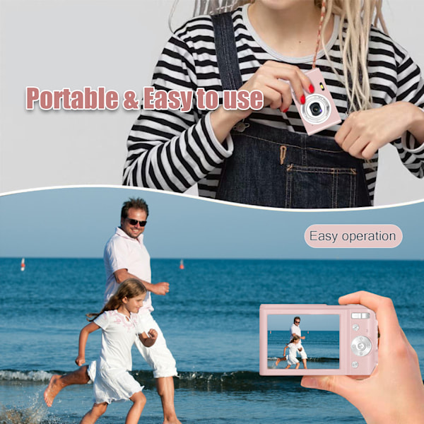 Digitalkamera, 48 MP, FHD, 16x zoom, Svart Sort