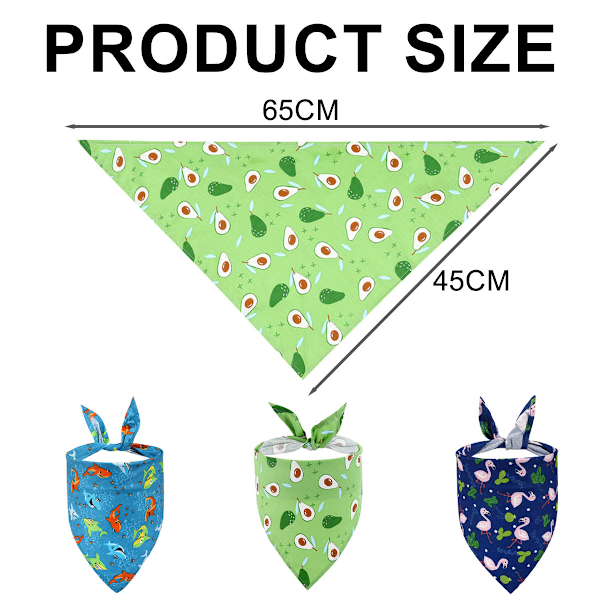 3 st vår- och sommarbandanas för hundar, justerbara trekantshalsdukar för semester för medelstora hundar, 65*45*45 cm