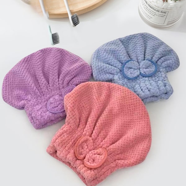 2 Pak Mikrofiber Hår Tørre Hætter Bløde & Ultra Absorberende