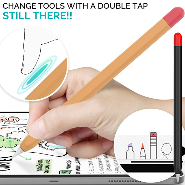 Silikonfodral för Apple Pencil 1:a generationen, pennfodral + tvåfärgat pennlock