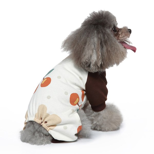 Hundepyjamas til små hunde Bløde hvalpe Onesie Kat Jumpsuit Komfortable kæledyrs tøj (Kaffe)