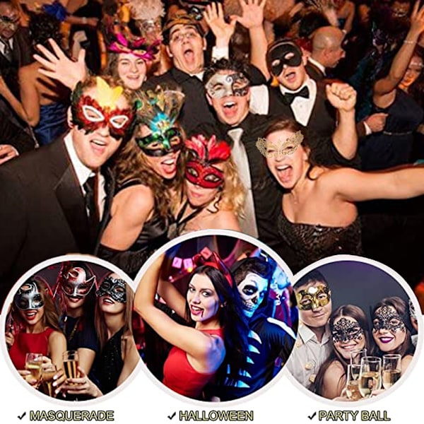 Maskeradmask för kvinnor, ögonmask för fest, bal, kostym, Mardi Gras, retromasker