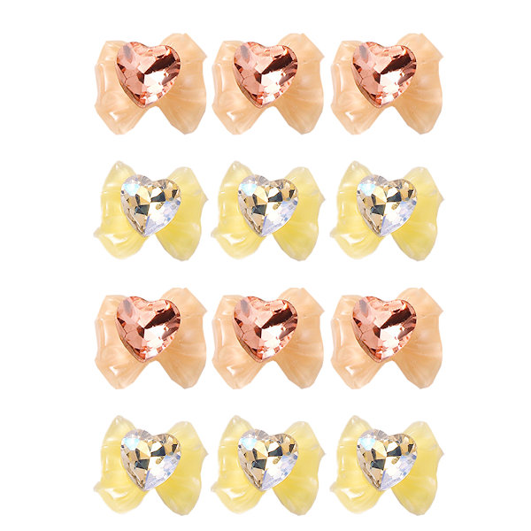 12 st Nagelprydnader Transparent Färg Rosett Nageltillbehör Resinformad Borr Nageldekorationer