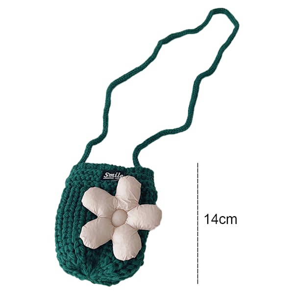 Blomsterstrikket lille baby skuldertaske pige uld skæv taske