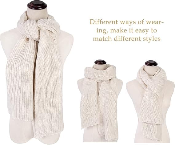 Dame- og herre vinter tyk kabelstrikket wrap stor varmt tørklæde LT01[TT] White