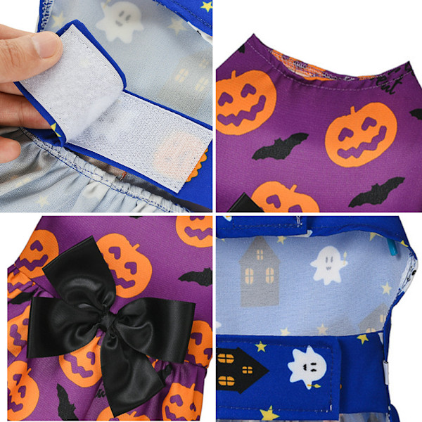 Halloween Lättvikts Sammet Kläder Hund Kostym Valp Klänning Doggie Party Flicka En Del Med Rosett Semester