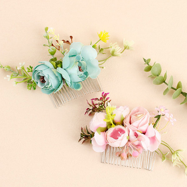 Ros blomma hårkam blommig hårkam brud hår accessoarer för brud och brudtärna bröllop, julhelg present till kvinnor