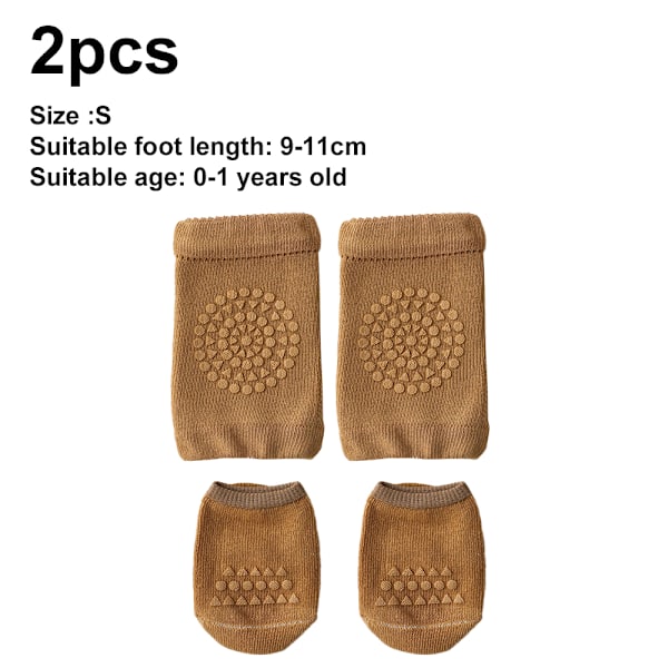 2 Par Babykryp-Knäskydd och Anti-Halk Bebisstrumpor Set Unisex