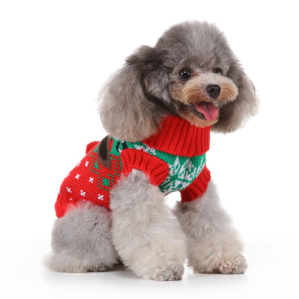 Hund Jultröjor Husdjur Vinter Stickat Kläder Jul Kläder Klassiska Varma Rockar Tröja för Valp