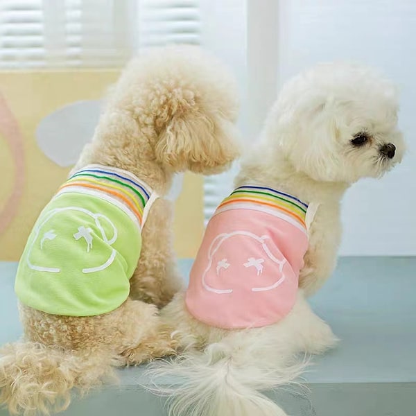 3-pack små hundtröjor mjuka andningsbara bomull valp T-shirt för små hundar flicka sommar söt tryck husdjur tee ärmlös väst kattkläder outfits regnbåge