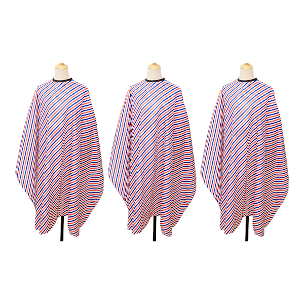 Salon Cape Polyester Hiustenleikkaus Esiliina Hiustenleikkausviitta, 57”x63”, Punainen, Sininen ja Valkoiset Raidat