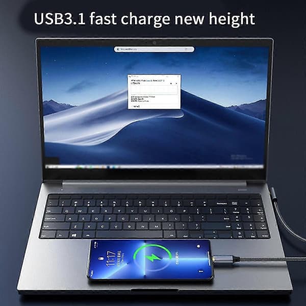 100W Power Delivery USB C til C Kabel 90 Graders Type-C 10Gbps Ladekabel 3m