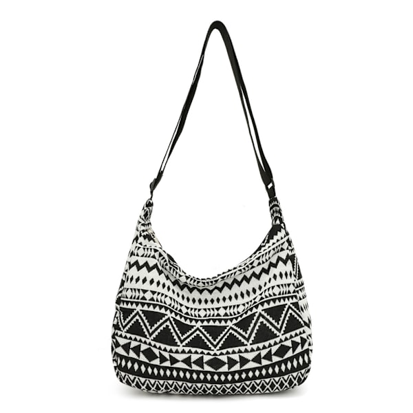 Canvasväska stor kapacitet tote väska etnisk stil axelväska crossbody väska för kvinnor