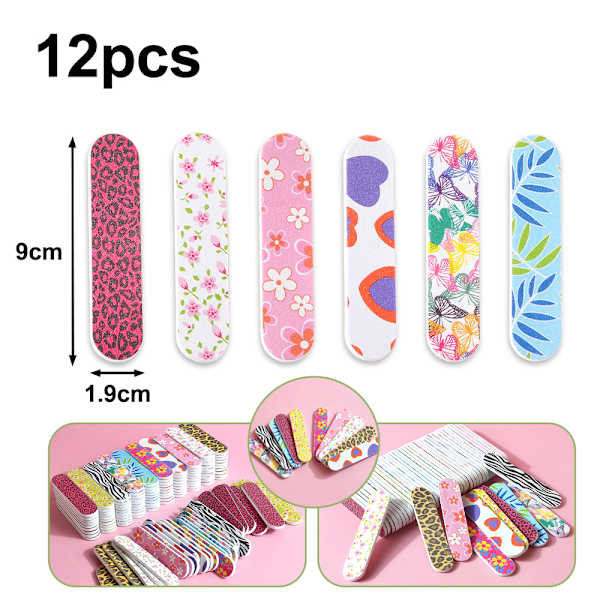 12 st Färgglada Mini Nagelfilar för Flickor