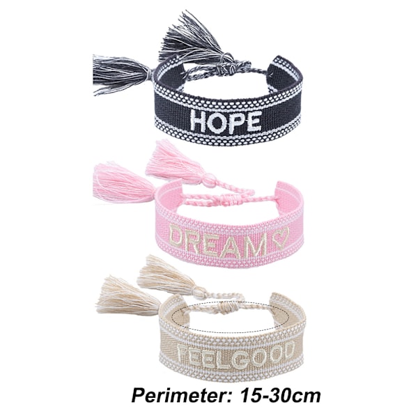 3 st Justerbara Armband för Kvinnor Män Flickor Vävda Vänbandsarmband, Julgåvor