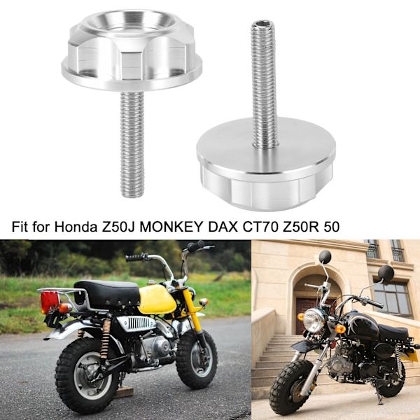 2 stk Motorcykel Styrstang CNC Skrueprop Aluminium Legering Passer til Honda Z50J MONKEY DAX CT70 Z50R 50 Sølv