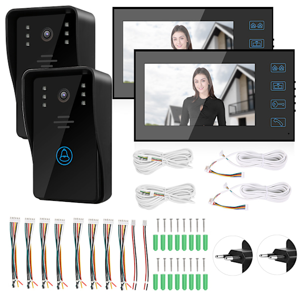 Touch Dörrinmatningssystem Klocka Visuell Nattseende Regnsäker Intercom Dörrklocka (100-240V)EU