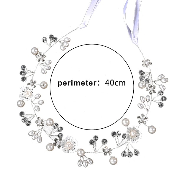 Håndlaget Boho Brud, Brudepiker og Blomsterpike Hvite Blomster og Perle Hodebånd Vine Vårfest Hårpynt Brudesmykker