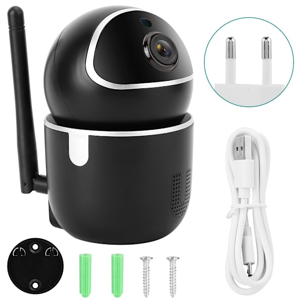 Mini Trådlös WIFI PTZ Kamera 720P Säkerhets IP Kamera IR Babymonitor TF Kort (EU 110-240V)