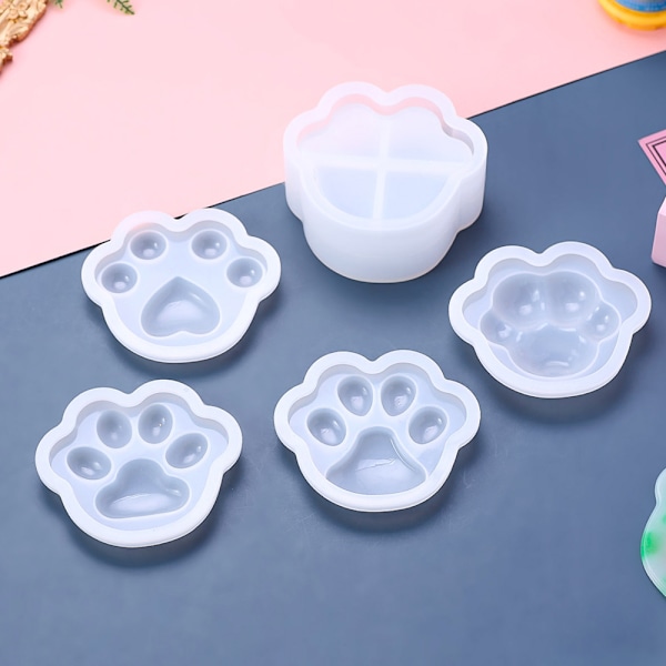 Harpiksforme Kattepote Form Æske Epoxy Form DIY Harpiksstøbt Sød Kattepote Beholder Silikonform til Opbevaring af Små Ting
