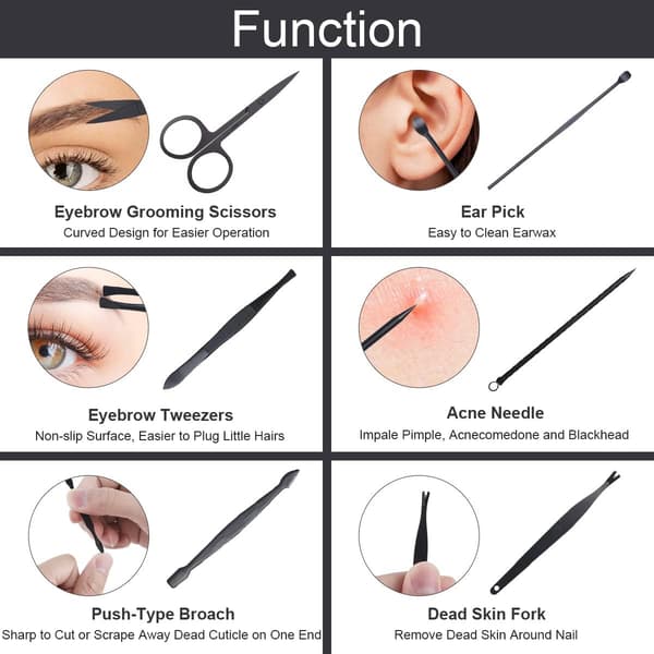 (Sort) Manicure- og Pedicuresæt, 10 dele manicure og pedicure[TT]