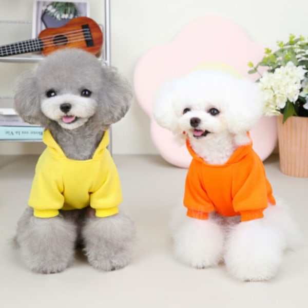 2 Stykker Vinter Hund Hoodie Trøjer, Varme Hundeklæder til Små Hunde, Frakke Tøj til Hvalp Kat (Gul+Orange)
