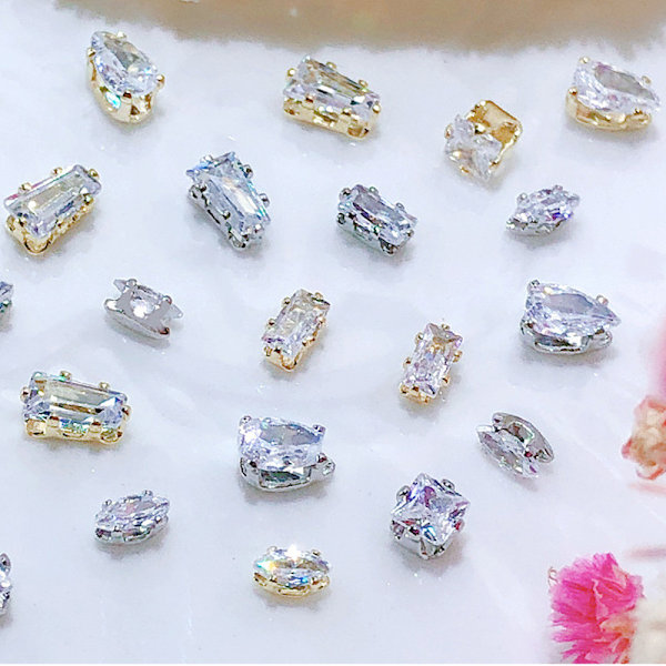 100 stycken nagelcharms strass nagelcharms nagelsmycken 3D kristall metall nagelstenar