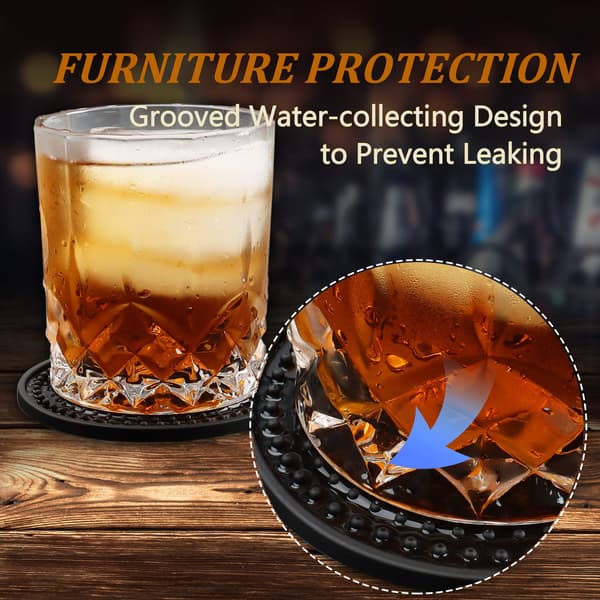 4 Pieces Coasters for Drinks, Black Coasters for Coffee Table - Soft Coasters Set Cup Mat - Coffee Table Coasters for Drinks Absorbent