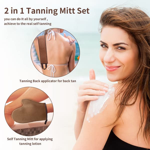 Bronze Tan Self-Tanning Mitt Self-Tanning Mitt with Thumb Machine Washable and Reusable Back Applicator Mitt