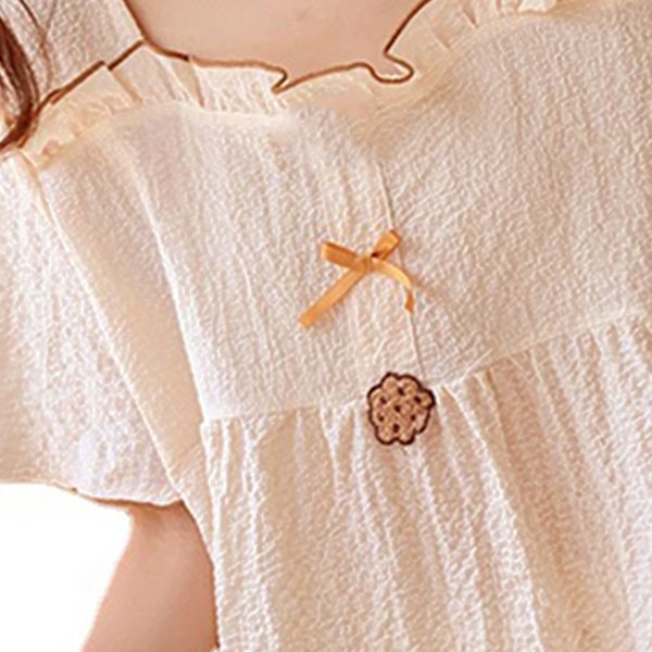 Kortärmad Pyjamas Set för Kvinnor Björnmönster Andningsbart Lös Söt Sommarpyjamas Set för Hemma Pyjamas M